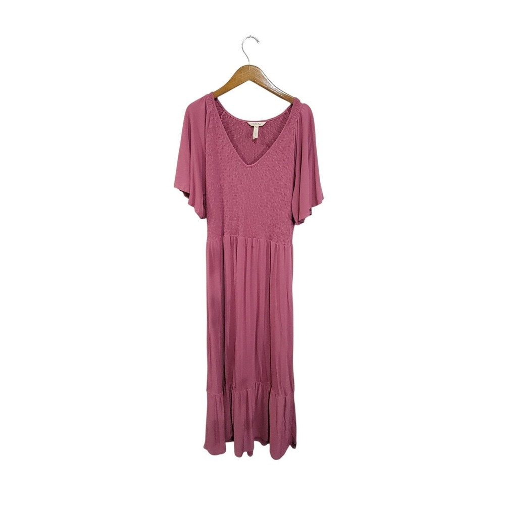 Matilda Jane Good Days Maxi Dress Womens XL Pink Smocking Tiered Romantic Cottag